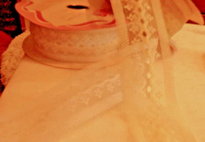 2 rolls WFR Ribbon Bridal Marquis Lace  2" W ... white & pale yellow. - Image 1 of 3