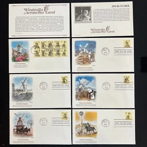 1738-42 Windmills (Set of 6) FDC Fleetwood-Jim Butcher Feb 7 1980 Lubbock TX - Picture 1 of 8