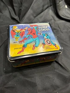 Marvel Comics Superhelden Sider-Man Thor Hulk Metall Brotdose Vintage 1976 - Bild 1 von 9