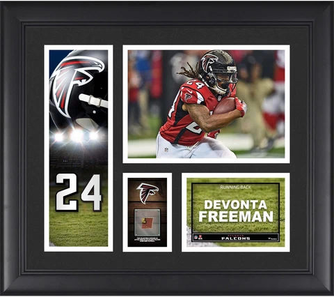 D. Freeman Falcons Framed 15x17 Collage w/Piece of GU Football Cover