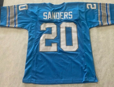 UNSIGNED CUSTOM Sewn Stitched  HALL OF FAME Barry Sanders Blue Jersey - XL Cover