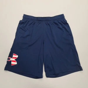 Under Armour Shorts Boys Extra Large Blue Loose Comfort USA Flag Outdoors Kids - Picture 1 of 11