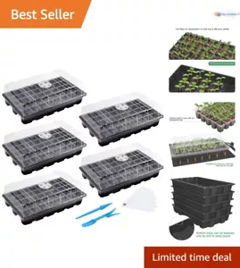 Stackable Seedling Tray Set with 5 Humidity Domes - Perfect for Indoor Planting - Picture 1 of 7