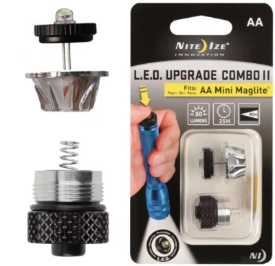 NITEIZELUC2-07 Flashlight Upgrade Kit LED Bulb 30 Lumen, Push Button Switch for Aa Mini Maglite