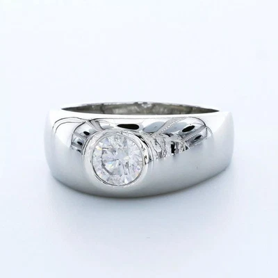 Anillo solitario para hombre platino clásico 1,18 quilates redondo diamante cultivado en laboratorio E SI1 Foto 1 de 4