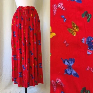 VTG 80s Butterfly Maxi Skirt One Size - Picture 1 of 8