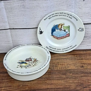 Peter Rabbit Childrens Plate & Bowl Wedgwood Frederick Warne Beatrix Potter - Picture 1 of 16