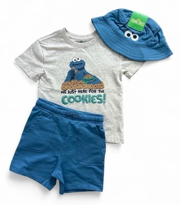 New Sesame Street Cookie Monster 3 Piece Set Toddler Boys Size 2T - Image 1 of 2