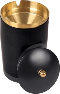 Car Ashtray With Lid Smell Proof,Stainless Steel Smokeless One Size, Black - Picture 1 of 8