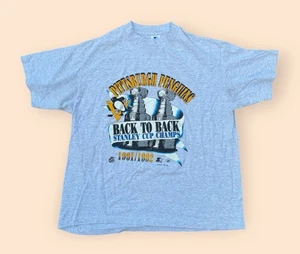 Vintage Pittsburgh Penguins 1991/1992 Stanley Cup T-Shirt Starter Large grau 90er - Bild 1 von 4