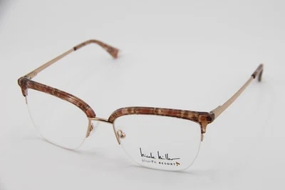 NUEVAS GAFAS NICOLE MILLER DIX BAY C02 MARRÓN MÁRMOL DORADO MARCO AUTÉNTICO 55-18 Foto 1 de 4