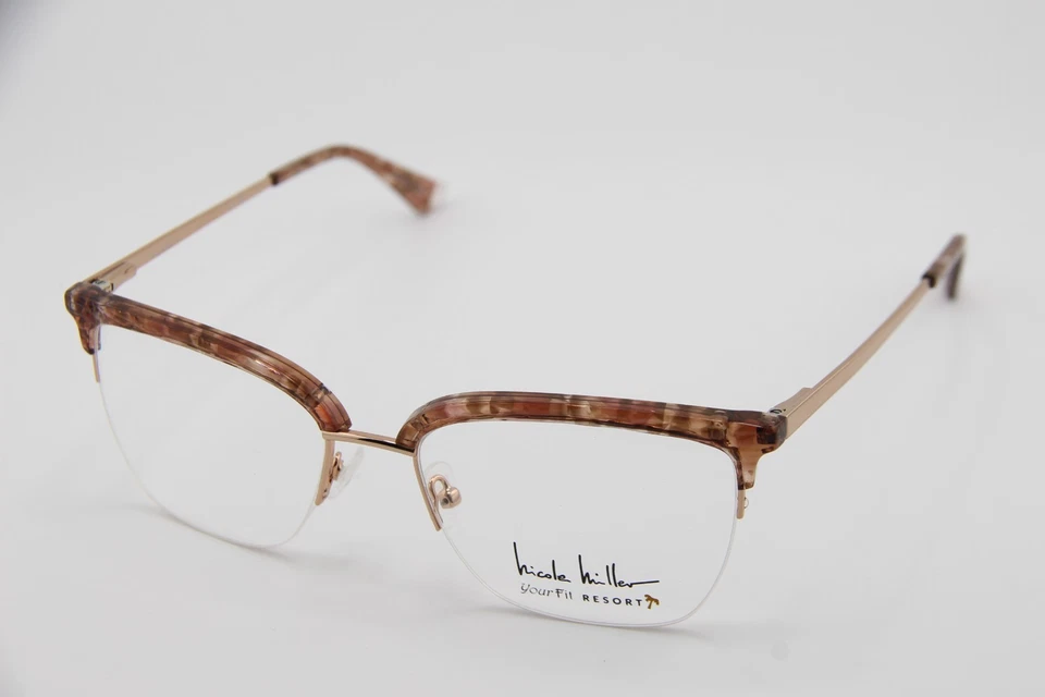 NUEVAS GAFAS NICOLE MILLER DIX BAY C02 MARRÓN MÁRMOL DORADO MARCO AUTÉNTICO 55-18 Foto 1 de 4