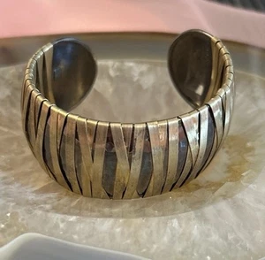 Milor Italy Sterling Silver Over Rhodium Cuff Bracelet 7.25” - Picture 1 of 3