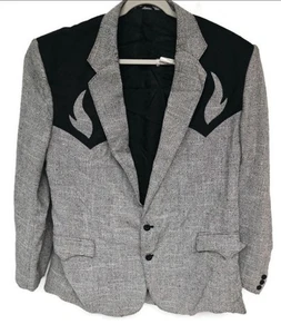 Circle S Sport Coat Mens 50L Gray Western Yoke Blazer Vintage Cowboy Jacket - Picture 1 of 14