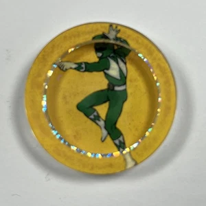 POG Power Rangers Plastic Slammer Thick Acrylic 90's Green Ranger Yellow Back - Picture 1 of 2