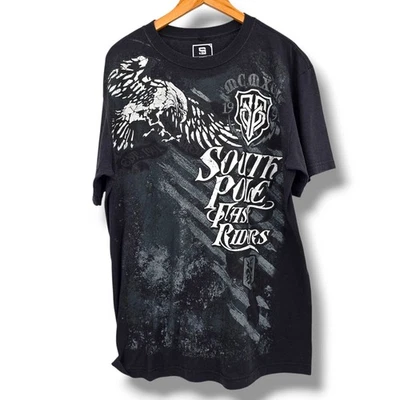 Southpole Flag Riders Graphic T-Shirt Mens 2XL Black Eagle Print Y2k Streetwear - Image 1 of 4