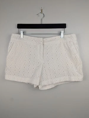 Pantalones Cortos Saint Tropez Para Mujer Blanco Ojales 4" Tiro Medio Talla 12 Chino Corton Foto 1 de 4