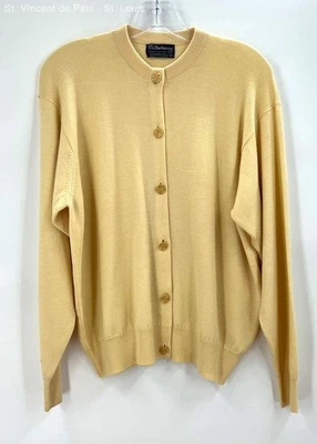 Suéter con botones de lana merino lisa amarilla Burberrys para mujer talla 46 Foto 1 de 4