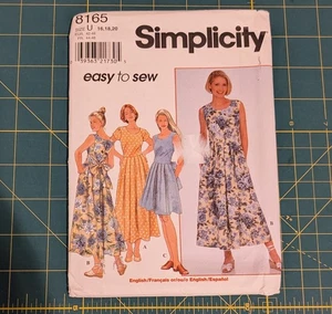 Vintage 90s Simplicity 8165 Midi Dress Pattern 16-20 - Picture 1 of 2