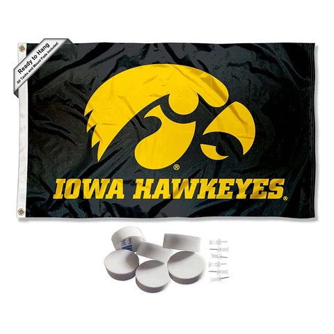 Iowa Hawkeyes Black Large Logo Tapestry Banner Cover