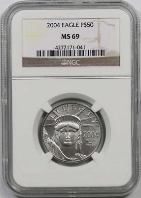 2004 Platinum Eagle $50 Half-Ounce MS 69 NGC 1/2 oz Platinum .9995 - Image 1 of 4