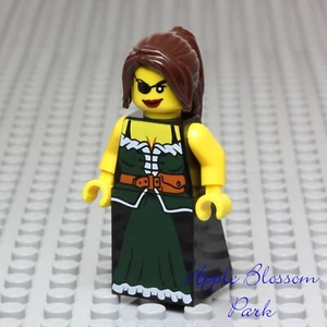 LEGO Parche Ojo MINIFIGURA PIRATA FEMENINA - Corsé Verde Oscuro Torso Falda Vestido Niña - Imagen 1 de 4