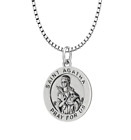 Collier pendentif médaille antique femme en argent sterling 925 18,5 mm Sainte Agatha