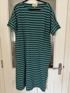 BRAND NEW SEASALT GREEN & WHITE ROUND NECK STRIPED COTTON SAILOR DRESS - SIZE 20 - Picture 1 of 8
