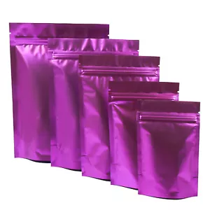 Bolsas de alimentos resellables resellables de papel de aluminio metálico púrpura de doble cara con cremallera Mylar - Imagen 1 de 12