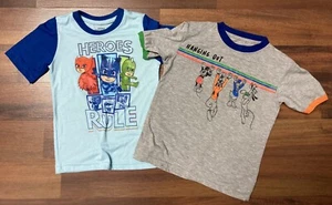 LOT of 2 Boys Tees 4T Tshirt Top Short Sleeve Disney & Heroes - Picture 1 of 2