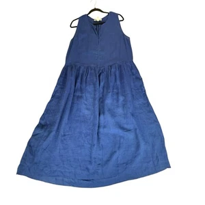 Apiece Apart Pola Tiered 100% Linen Maxi Dress Blue Women Size Large Pockets - Picture 1 of 12