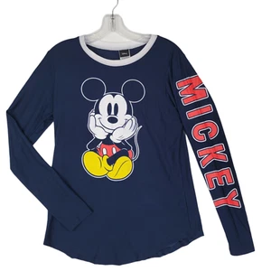 MICKEY MOUSE JUNIOR Womens Blue Small 3/5 Long Sleeve Pull Over Shirt Disney Top - Picture 1 of 8