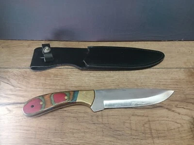 12" CHIPAWAY CUTLERY FIXED BLADE WOOD HANDLE LEATHER SHEATH - Image 1 of 4