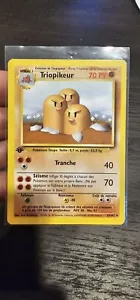 Pokemon FRENCH 1st Edition Base Set Dugtrio TRIOPIKEUR 19/102 Rare 1998 NM - Picture 1 of 4