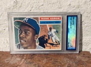 1956 Topps Hank Aaron GRAY BACK #31 CTA 7 NM Graded Card