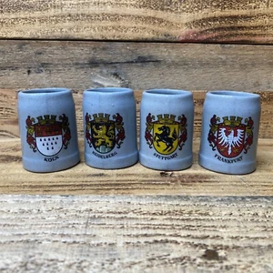 Miniature German Stoneware Beer Mugs Stein Shot Glasses Lot Of Four (READ) - Picture 1 of 8