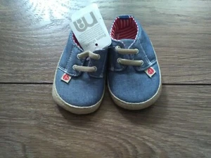 Mothercare Baby Boy Blue Pram Shoes Elasticated Lace Size 1 NEW - Picture 1 of 5