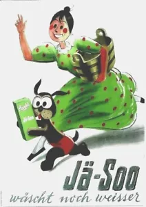 Original Vintage Poster JA-SO WASH GIRL & DOG 1942 - Bild 1 von 1
