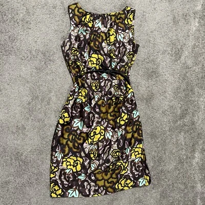 Vestido Vaina Milly Of New York Sin Mangas Estampado Floral Cinturón Seda Talla 4 Foto 1 de 4