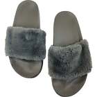 Steve Madden Women's Softey Grey Faux Fur Slides Size 7