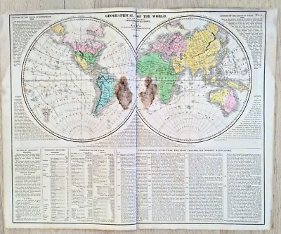 MAPA GEOGRÁFICO DEL MUNDO 1820 Carey y Lea Lavoisne Foto 1 de 4