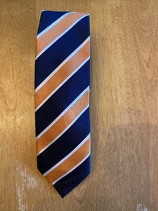 The Childrens Place Boys Necktie Navy Blue w/Orange Stripes Size 4-7, New - Picture 1 of 5