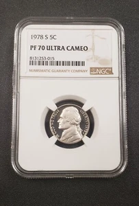 1978-S PF 70 ULTRA CAMEO Jefferson Nickel NGC, 5c *Stunning Contrast*  Pop-134 - Picture 1 of 2