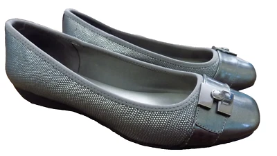 Anne Klein AK Sport AK7URSALA2 Ballet Flats Silver Buckle Cap Toe Dots sz 7 EUC - Image 1 of 4