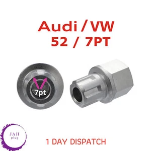 Écrou Verrouillage Roue Sécurité Clé 52/7PT Dents Côtes Pour Audi Seat Skoda VW - Photo 1 sur 6