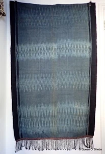 Indigo Ikat Batak Tracht Indonesien Sumatra groß Ulos Tuch - Bild 1 von 16