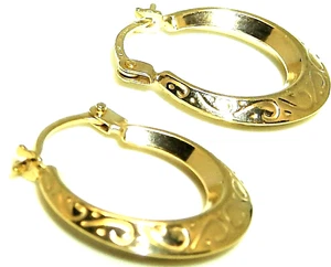 9ct gold hoop earrings creole sleeper 9 carat yellow gold celtic style new box - Picture 1 of 6