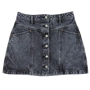 Gonna denim nera Abercrombie & Fitch Natural Rise con bottoni davanti taglia 28/6  - Foto 1 di 7