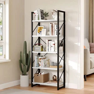 Industrial 5-Tier Bookshelf Bookcase Display Rack Storage Shelf for Home Office - Picture 1 of 12