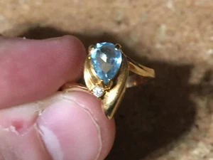 ANELLO VINTAGE COCKTAIL ACQUAMARINA E ZIRCONI ORO MISURA 7 / ERRATEWAY052 - Foto 1 di 9